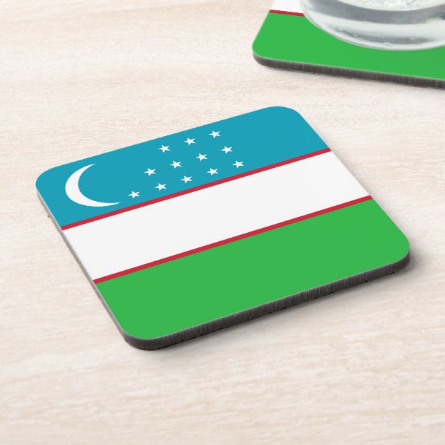 Uzbekistan flag beverage coaster (Left Side)