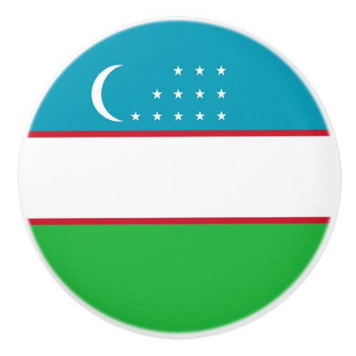 Uzbekistan flag ceramic knob