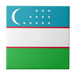 Uzbekistan flag ceramic tile