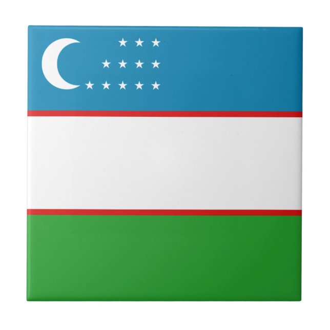 Uzbekistan Flag Ceramic Tile (Front)