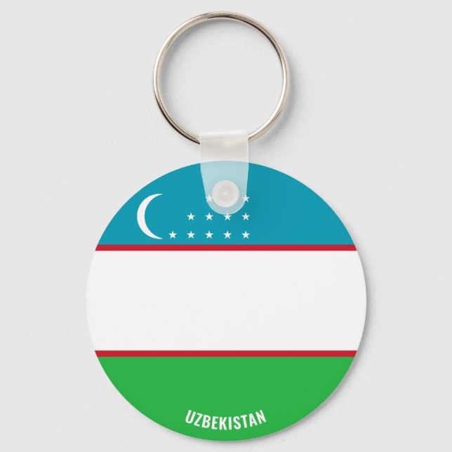 Uzbekistan Flag Charming Patriotic Keychain (Front)