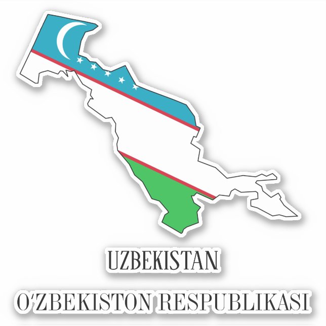 Uzbekistan Flag Charming Patriotic Map Sticker (Front)