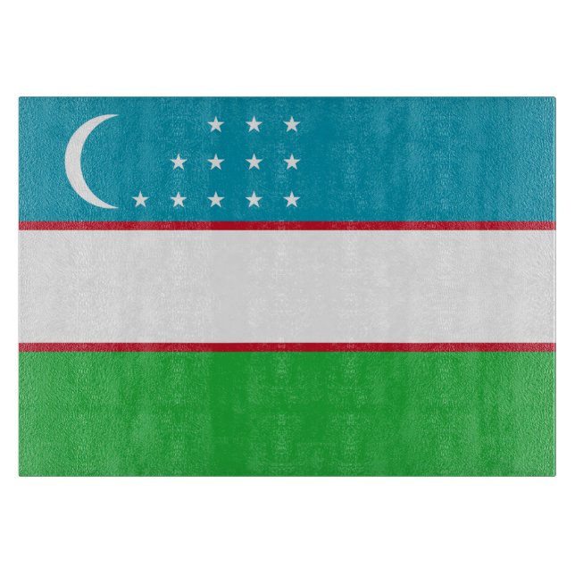 Uzbekistan flag cutting board (Front)