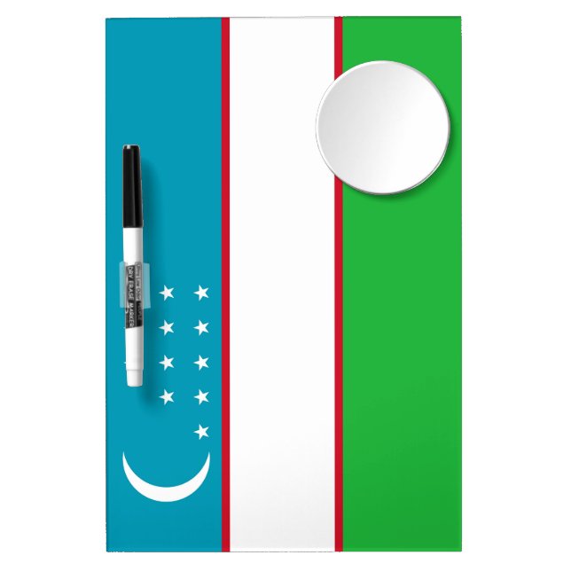 Uzbekistan flag dry erase board with mirror (Front)