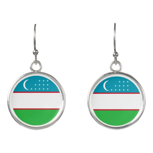 Uzbekistan flag earrings (Front)