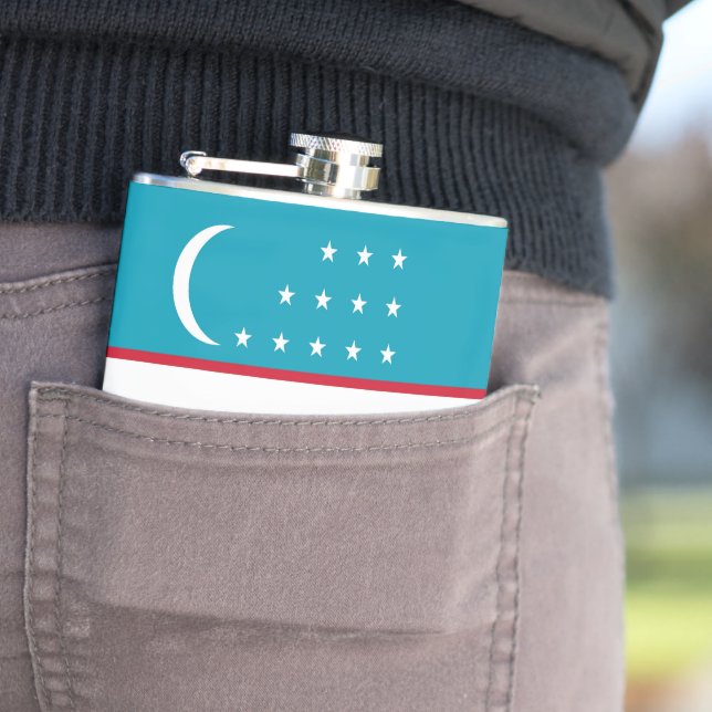 Uzbekistan flag flask (In Situ)