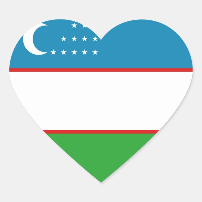 Uzbekistan Flag Heart Sticker (Front)