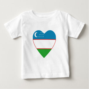 Uzbekistan Flag Heart T-Shirt