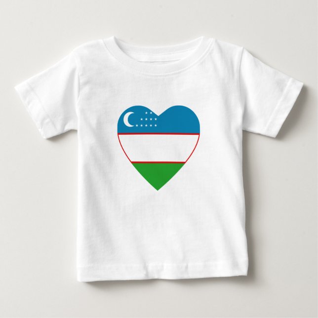 Uzbekistan Flag Heart T-Shirt (Front)
