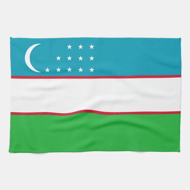 Uzbekistan flag kitchen towel (Horizontal)