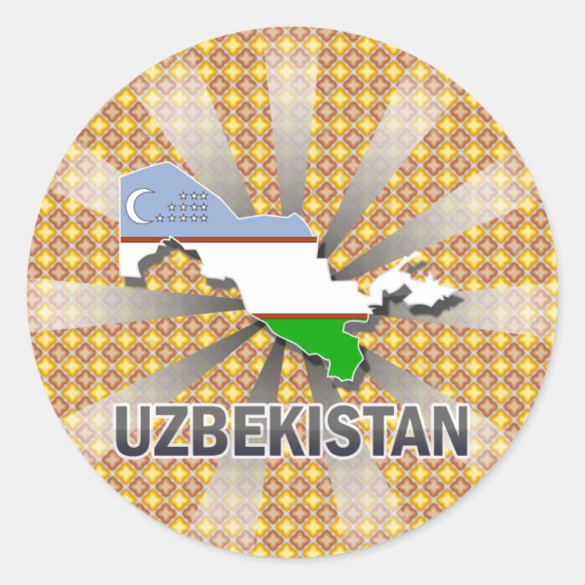 Uzbekistan Flag Map 2.0 Classic Round Sticker (Front)