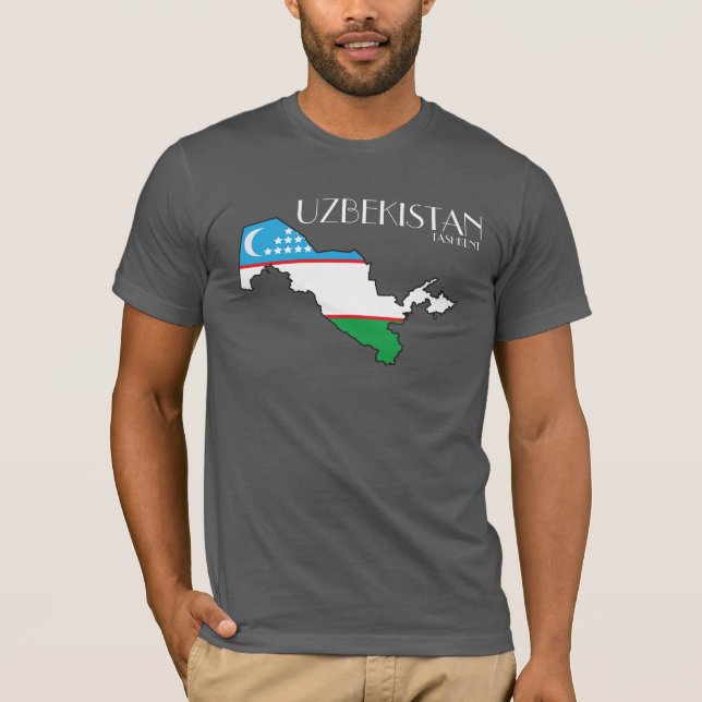 Uzbekistan Flag Map Shirt (Front)