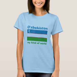 Uzbekistan Flag + Map + Text T-Shirt