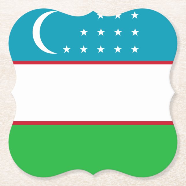 Uzbekistan Flag Paper Coaster (Front)