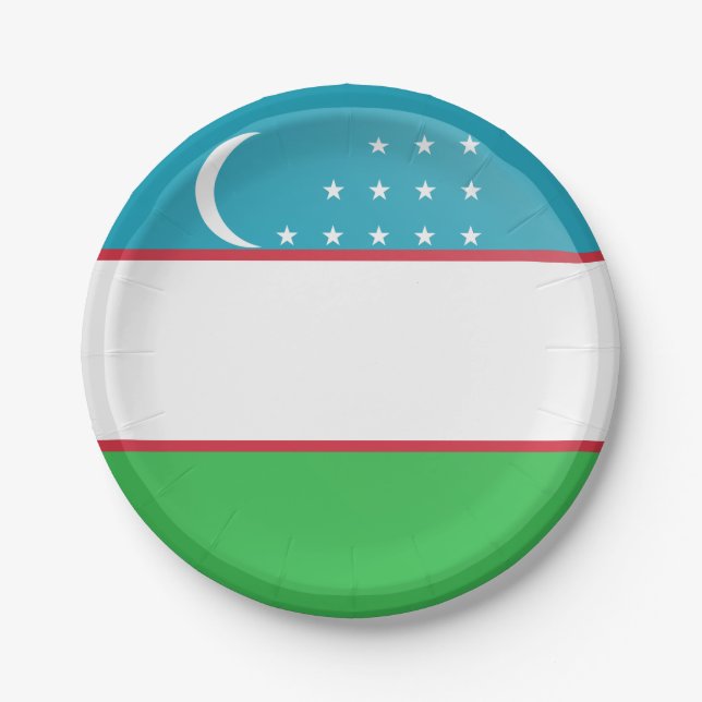 Uzbekistan Flag Paper Plates (Front)