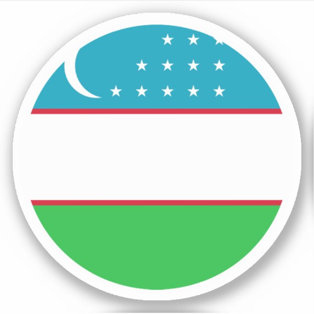 Uzbekistan Flag Round Sticker (Front)