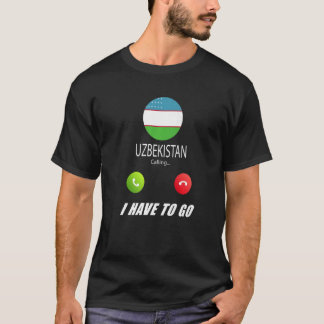 Uzbekistan Flag Souvenir Uzbekistan Is Calling Is  T-Shirt