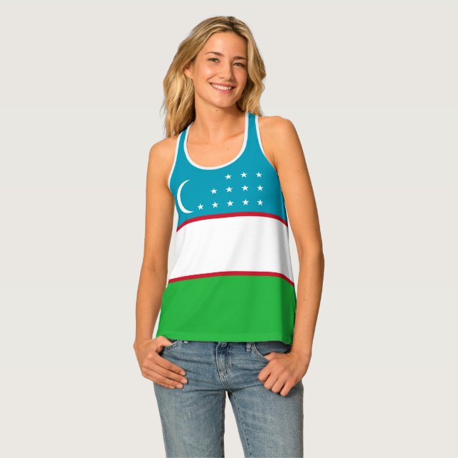 Uzbekistan flag tank top (Front Full)