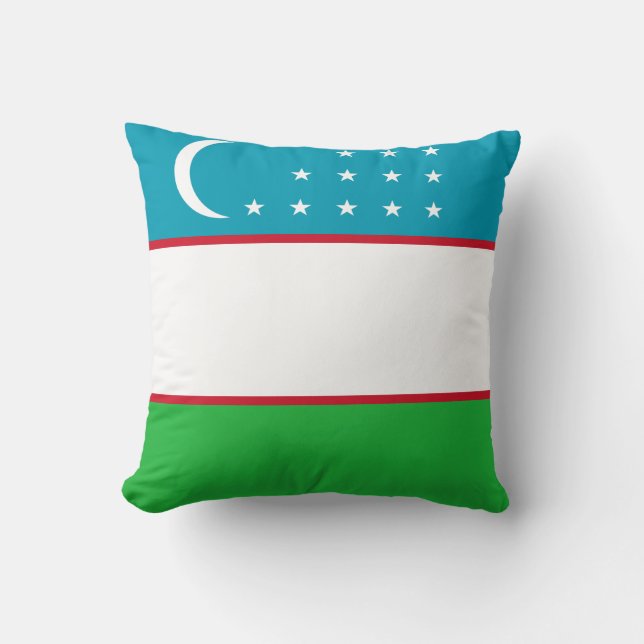 Uzbekistan Flag Throw Pillow (Front)