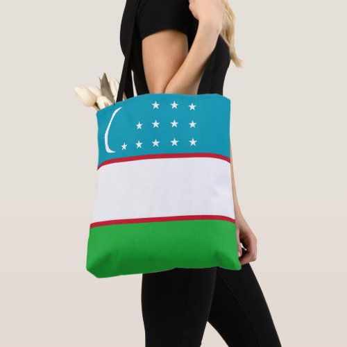 Uzbekistan flag tote bag