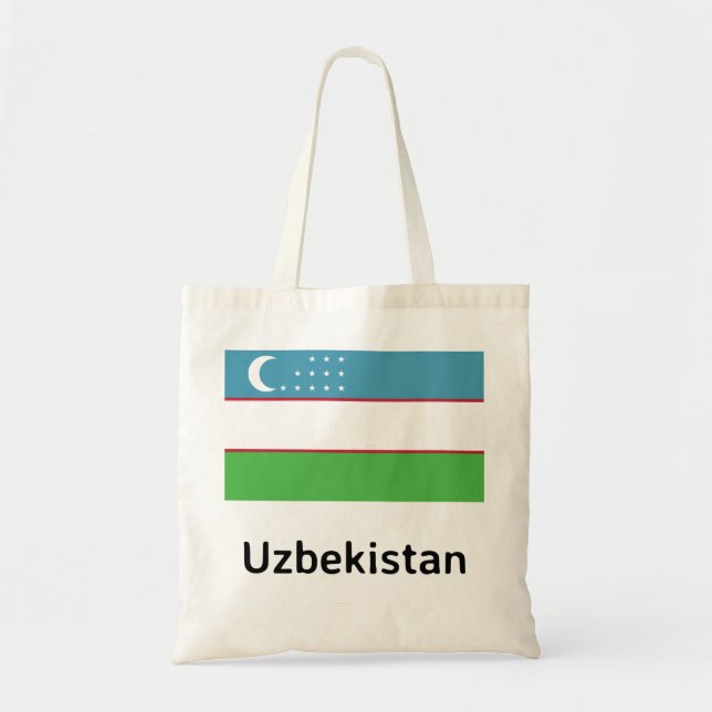 Uzbekistan Flag Tote Bag (Front)