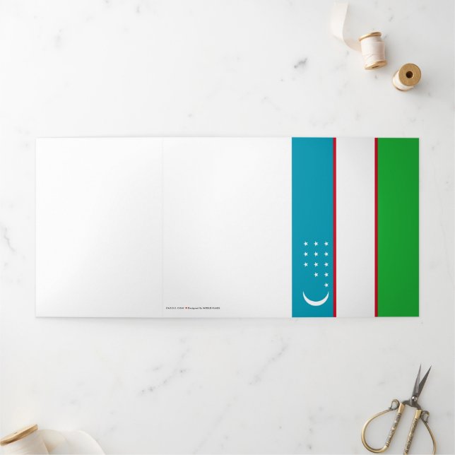 Uzbekistan flag Tri-Fold card (Outside)