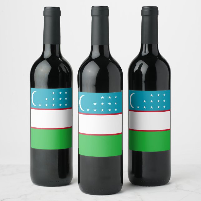 Uzbekistan flag wine label (Bottles)
