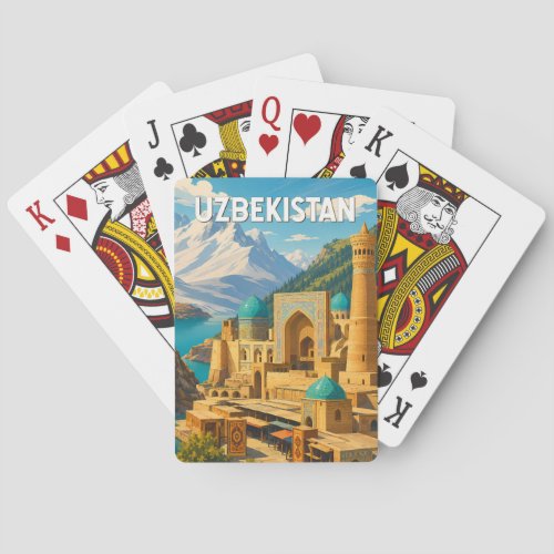 Uzbekistan Illustration Travel Art Vintage Poker Cards