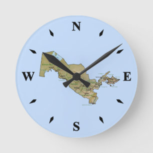 Uzbekistan Map Clock