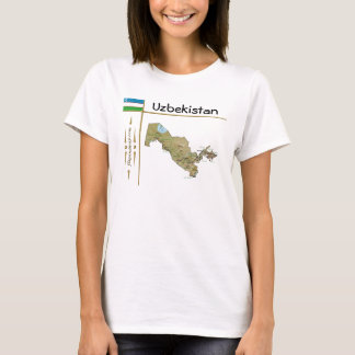 Uzbekistan Map + Flag + Title T-Shirt