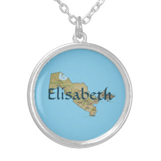 Uzbekistan Map + Name Necklace