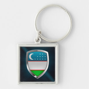 Uzbekistan Metallic Emblem Keychain