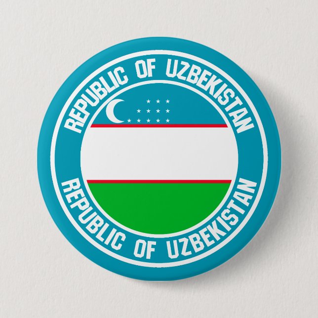 Uzbekistan Round Emblem Button (Front)