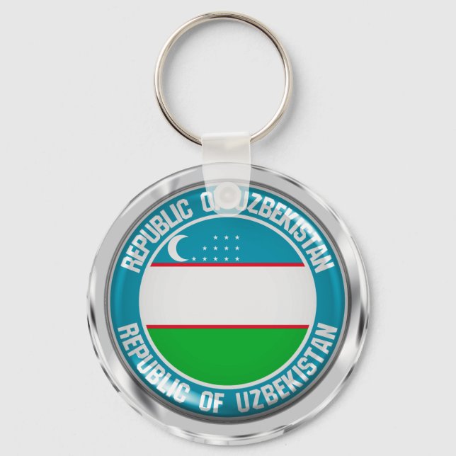 Uzbekistan Round Emblem Keychain (Front)