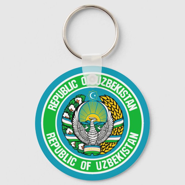 Uzbekistan Round Emblem Keychain (Front)