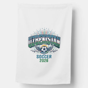 Uzbekistan Soccer 2026 Soccer Bold Country Typogra House Flag