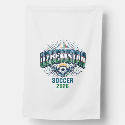 Uzbekistan Soccer 2026 Soccer Bold Country Typogra House Flag