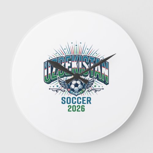 Uzbekistan Soccer 2026 Soccer Bold Country Typogra Large Clock