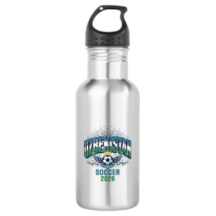 Uzbekistan Soccer 2026 Soccer Bold Country Typogra Stainless Steel Water Bottle