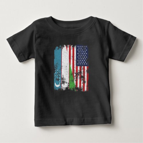 Uzbekistan USA Flag _ Half American Baby T_Shirt