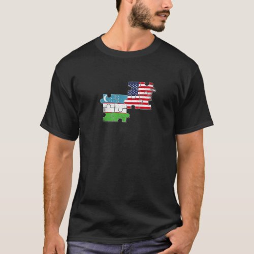 Uzbekistan USA Uzbek American Flag   T_Shirt