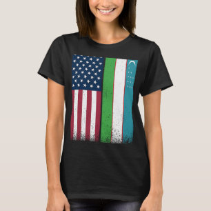 Uzbekistan Uzbek American Flags Proud USA Uzbekis T-Shirt