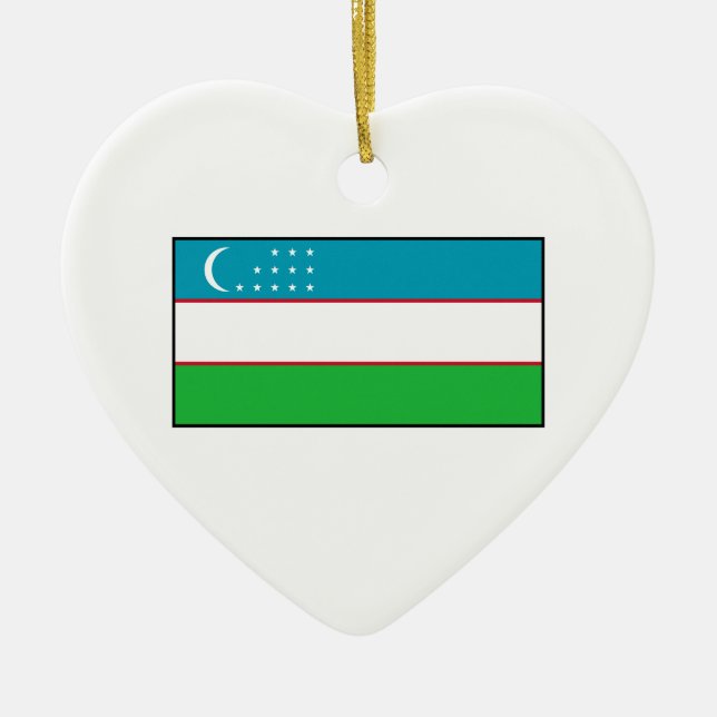 Uzbekistan – Uzbek Flag Ceramic Ornament (Front)
