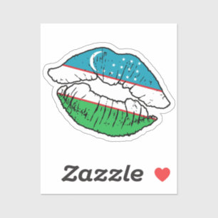 Uzbekistan Uzbek Lipstick Love Flag Sticker