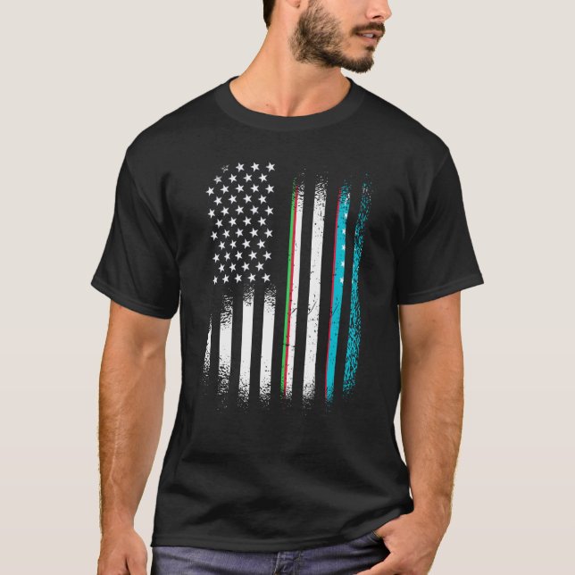 Uzbekistani American Patriot Grown Country USA Fla T-Shirt (Front)