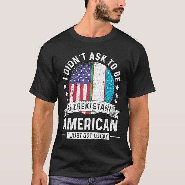 Uzbekistani American Patriot Grown  Humor Flag T-Shirt (Front)