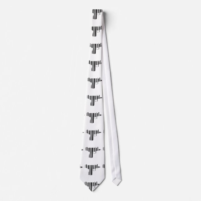 UZI BAR CODE Gun Barcode Pattern Design Neck Tie (Front)