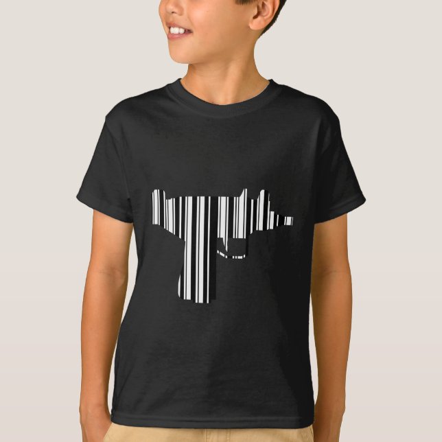 UZI BAR CODE Gun Barcode Pattern Design T-Shirt (Front)