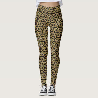 V1 Gold Black Geometric Pattern Leggings ★Psydefx★
