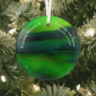 V2 Green Northern Lights Memorial Suncatcher  Glass Ornament
